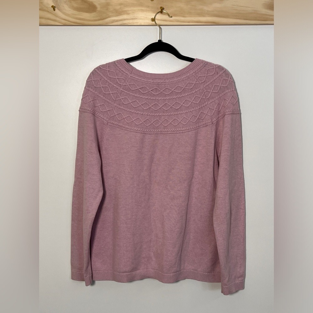 Talbots Crew Neck Knit Sweater Mauve Pink Coquette Cottage Women Size XL - Picture 4 of 6